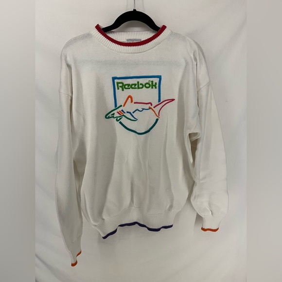 Vintage Reebok White Sweater Mens Greg Norman Shark Pullover 90s Size L - Picture 1 of 12